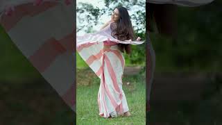 Soft Shadows Stripe Saree  Baby Pink Soft Cotton Saree  I Love Sarees shorts [upl. by Aikar]