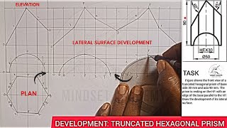 HOW TO DEVELOP THE LATERAL SURFACE OF A TRUNCATED HEXAGONAL PRISM [upl. by September]