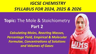 IGCSEGCSE Chemistry Topic The Mole amp Stoichiometry  Part 2 [upl. by Ramhaj]