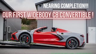 FIRST WIDEBODY C8 CORVETTE CONVERTIBLE An Exclusive Preview Of Our Torch Red Widebody Almost Done [upl. by Birk]