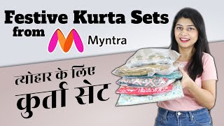 Festive Kurta Set from Myntra  त्योहार के लिए कुर्ता सेट  Myntra Haul [upl. by Karlin]