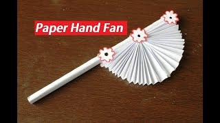 DIY  Paper Craft  How to make dIY hand Fan out of White Papers  Craft Idea [upl. by Nylad567]