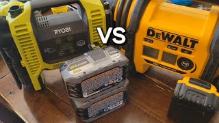 Air inflators Ryobi vs Dewalt [upl. by Elleahcim]