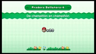 New Super Mario Bros U Pradera Bellotera  4 De champiñón en champiñón [upl. by Ynahpets]