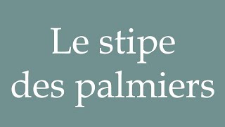 How to Pronounce Le stipe des palmiers The palm tree trunk Correctly in French [upl. by Kirat595]