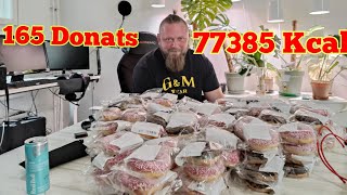 165 DONUTS 77385 kcal Challenge with Finlands Top Eater [upl. by Winifield]