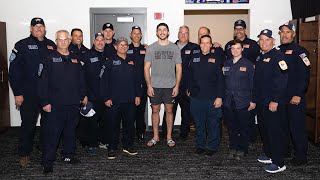 Zach Werenski Hosts and Meets First Responders at Blue Jackets Annual First Responders Night 👏👏👏 [upl. by Adamik959]