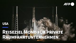 Private Rakete mit USLandemodul startet Richtung Mond  AFP [upl. by Dorca]