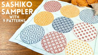 I made a Sashiko sampler with 9 different patterns Sashiko stitching idea sashikopattern sashiko [upl. by Aititel]