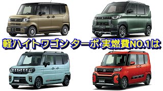 【軽スーパーハイトワゴン】11月のターボ車の実燃費を比較！NBOX JOY、新型スペーシアギア、デリカミニ、タントファンクロスの実燃費を比較した結果！ [upl. by Feldt181]