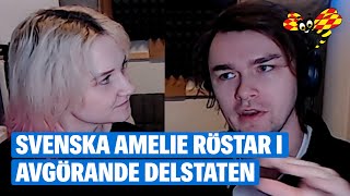 Svenska Amelie och amerikanske Jonathan ”Väldigt viktigt att rösta i år” [upl. by Ardna335]