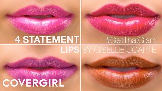 4 Bold Lipstick Colors Makeup Tips  COVERGIRL amp Giselle Ugarte [upl. by Nylram338]