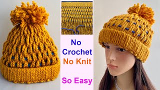 💖💖💖 How to make a Winter Hat with No Crochet or knitting Skill  Beanie Hat  Woolly Hat  Cap [upl. by Olegna719]