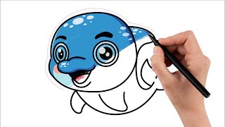 Lets draw Dolphin easy step miltondrawings [upl. by Ivanna]