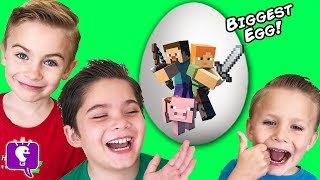 Giant MINECRAFT Adventure Egg with HobbyKidsTV [upl. by Breech]