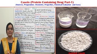 Class 105  Protein Drug Part 01  Casein Sources Preparation Chemistry Chemical amp Uses [upl. by Etnoled]