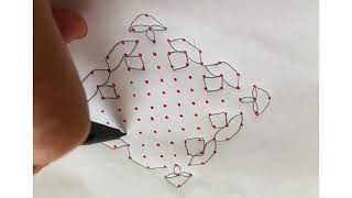 Easy amp simple vilakku kolam by using 15 to 1 straight dots [upl. by Ellan]