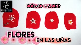 Cómo hacer flores en las uñas  how to draw flowers on your nails [upl. by Ecallaw190]