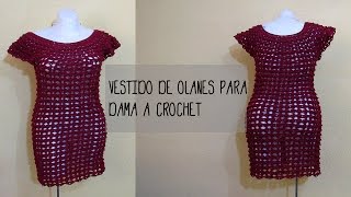 VESTIDO DE OLANES PARA DAMA A CROCHET  Labores Angélika [upl. by Stefano]