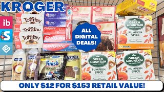 KROGER COUPONING HAUL amp DEALS  153 RETAIL VALUE FOR 12  ALL DIGITAL DEALS  1213  1219 [upl. by Postman]