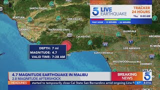 Strong preliminary 47 earthquake strikes near Malibu [upl. by Nesyaj]