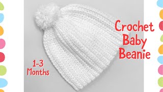 Crochet baby beanie hat 13 months with Half double crochet slip stitch 108 [upl. by Saxe807]