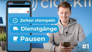 1 Zeiten stempeln mit clockin  Für Mitarbeiter  TOUR DURCH DIE APP [upl. by Aneeb]