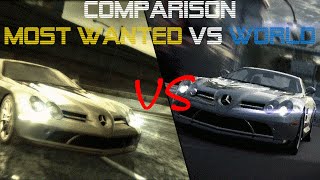 NFS COMPARISON  NFS MOST WANTED VS NFS WORLD [upl. by Eleinad528]