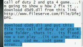HOW TO FIX CALL OF DUTY 2 DIRECTX ERROR 100 WORKINGflv [upl. by Adnamar]