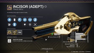 Destiny 2 Trials of Osiris  GOD ROLL INCISOR TRACE RIFLE DROP FIRST TRY Flawless Lighthouse Loot [upl. by Perron]