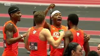 Mens 4x400m finals Oklahoma State win section 1at BIG 12 2023 Indoor track and field Championships [upl. by Enelkcaj481]