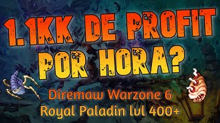 Tibia  Profitando 11kk por HORA SOLO Hunt Royal Paladin LVL 400 nos Diremaws da Warzone 6 [upl. by Melvena]