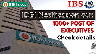 IDBI Executive Notification 2024Out  IDBI Bank Executive Recruitment 2024 [upl. by Massab]