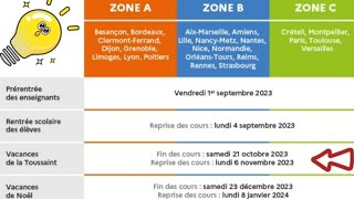 Le calendrier des vacances en France pour lannée scolaire 20232024 [upl. by Ayerim]