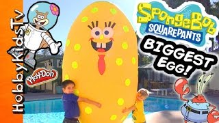 Giant SPONGEBOB Surprise Toy Egg with HobbyKidsTV [upl. by Dranyar]