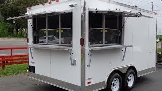 Concession Trailer 85 x 14 White Event Custom Enclosed Kitchen [upl. by Kyre]