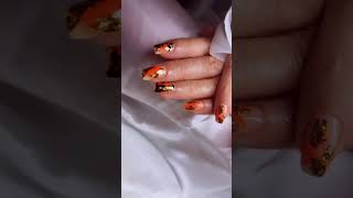 Arreglo de uñas naturales con gel semipermanenteotoño2024 gelnails hermosa 🧡🖤💅🏻💎 [upl. by Aohk658]