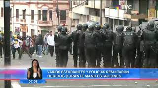 Estudiantes y policías resultaron heridos durante manifestaciones [upl. by Lela]