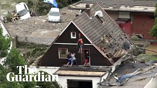 Germany floods stranded residents rescued by helicopter from rooftops [upl. by Star292]