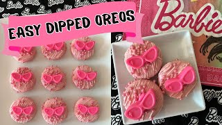 How to Make Dipped Oreos 🌸 Barbie Themed Chocolate Candy Melts Cookies Easy Party Favor [upl. by Festus]