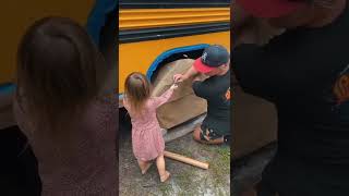 Painting our school bus tiny home conversion shorts buslife busconversion vanlife skoolie diy [upl. by Garald]