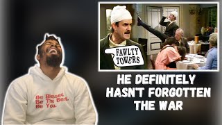 AMERICAN REACTS TO Fawlty Towers  Dont Mention the War  BBC Comedy Greats [upl. by Enniotna]