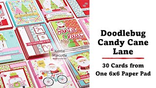 Doodlebug  Candy Cane Lane  30 Cards from One 6x6 Paper Pad [upl. by Asiruam]