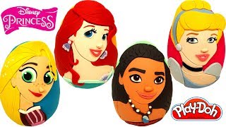 4 Ovos Surpresas das Princesas da Disney Cinderela Ariel Rapunzel e Moana [upl. by Aneleh990]