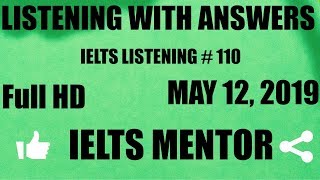 IELTS LISTENING TEST WITH ANSWERS 110 FOR PRACTICE MAY 122019 IELTS MENTOR [upl. by Odlaniger990]