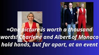 Charlene and Albert of Monaco hold hands but far apart at an event [upl. by Chon]