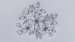 Flower design drawing  beautiful flower design drawing with pencil  simple flower drawing [upl. by Assil655]