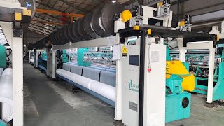 Mesh fabric warp knitting machine  HSGE RS  4bars  450gsm —Karl Mayer  LIBA  LLS [upl. by Elinor]