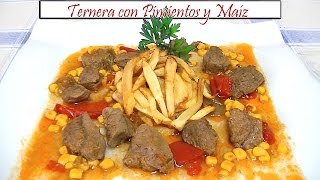 Ternera con Pimientos y Maíz  Receta de Cocina en Familia [upl. by Analise943]