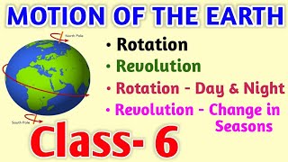 MOTION OF THE EARTH  Class 6  Geography [upl. by Mahalia]